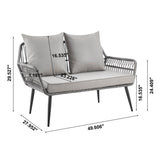 Portofino Patio 4-Person Conversation Set with Coffee Table with Grey Cushions by Manhattan Comfort at Eve Furniture