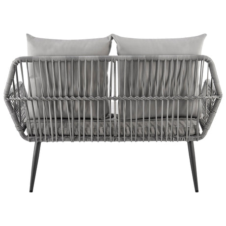 Portofino Patio 4-Person Conversation Set with Coffee Table with Grey Cushions by Manhattan Comfort at Eve Furniture