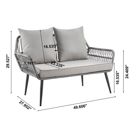 Portofino Patio 4-Person Conversation Set with Coffee Table with Grey Cushions by Manhattan Comfort at Eve Furniture