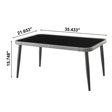 Portofino Patio 4-Person Conversation Set with Coffee Table with Grey Cushions by Manhattan Comfort at Eve Furniture