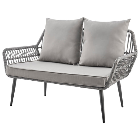 Portofino Patio 4-Person Conversation Set with Coffee Table with Grey Cushions by Manhattan Comfort at Eve Furniture
