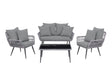 Portofino Patio 4-Person Conversation Set with Coffee Table with Grey Cushions by Manhattan Comfort at Eve Furniture