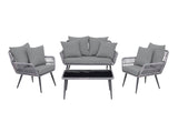 Portofino Patio 4-Person Conversation Set with Coffee Table with Grey Cushions by Manhattan Comfort at Eve Furniture