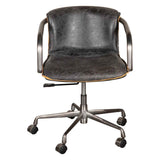 Portofino Swivel Office Chair in Antique Ebony Leather and Antique Zinc by Home Trends & Design at Eve Furniture
