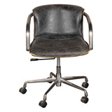 Portofino Swivel Office Chair in Antique Ebony Leather and Antique Zinc by Home Trends & Design at Eve Furniture