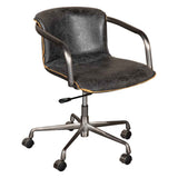 Portofino Swivel Office Chair in Antique Ebony Leather and Antique Zinc by Home Trends & Design at Eve Furniture