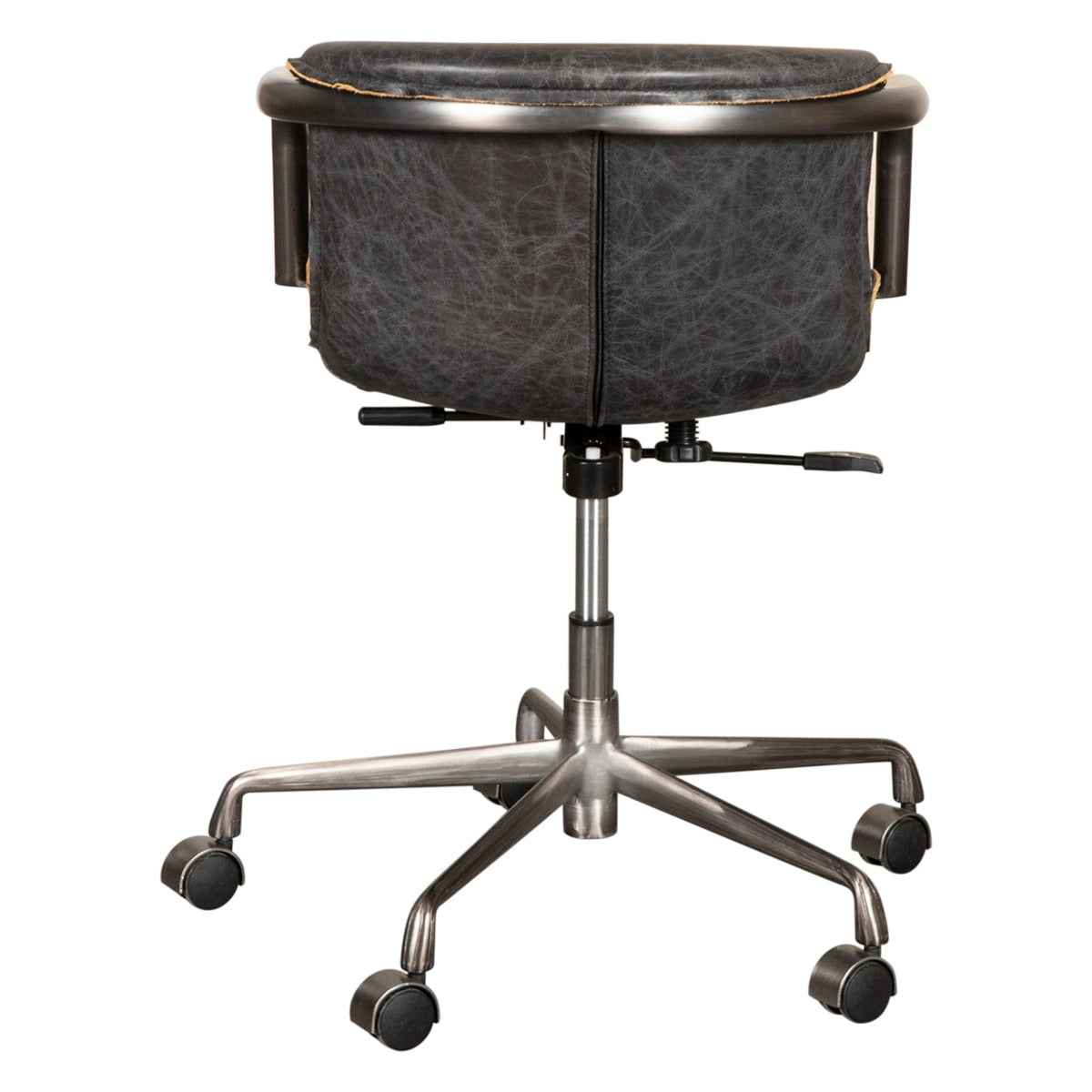 Portofino Swivel Office Chair in Antique Ebony Leather and Antique Zinc by Home Trends & Design at Eve Furniture