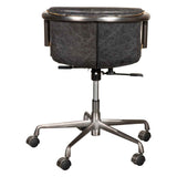 Portofino Swivel Office Chair in Antique Ebony Leather and Antique Zinc by Home Trends & Design at Eve Furniture