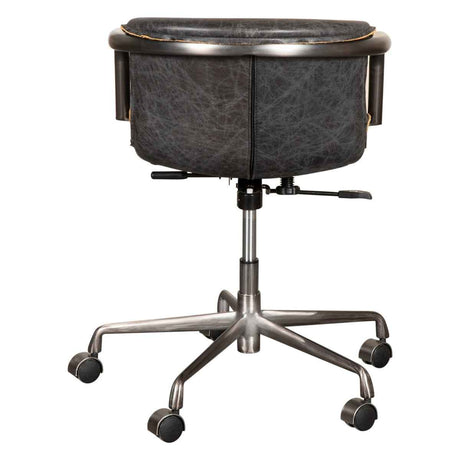 Portofino Swivel Office Chair in Antique Ebony Leather and Antique Zinc by Home Trends & Design at Eve Furniture