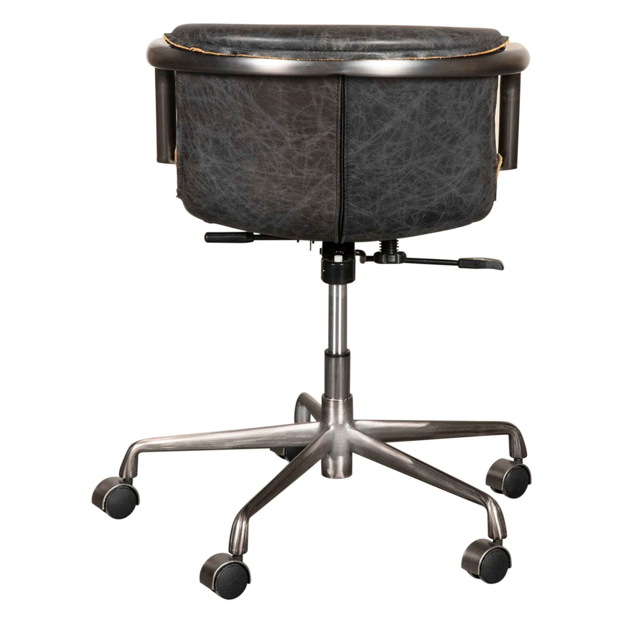 Portofino Swivel Office Chair in Antique Ebony Leather and Antique Zinc by Home Trends & Design at Eve Furniture