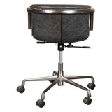 Portofino Swivel Office Chair in Antique Ebony Leather and Antique Zinc by Home Trends & Design at Eve Furniture