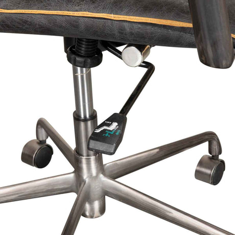 Portofino Swivel Office Chair in Antique Ebony Leather and Antique Zinc by Home Trends & Design at Eve Furniture