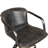Portofino Swivel Office Chair in Antique Ebony Leather and Antique Zinc by Home Trends & Design at Eve Furniture