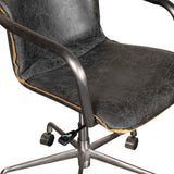 Portofino Swivel Office Chair in Antique Ebony Leather and Antique Zinc by Home Trends & Design at Eve Furniture