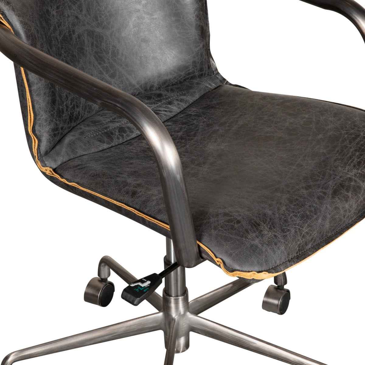 Portofino Swivel Office Chair in Antique Ebony Leather and Antique Zinc by Home Trends & Design at Eve Furniture