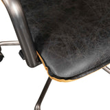 Portofino Swivel Office Chair in Antique Ebony Leather and Antique Zinc by Home Trends & Design at Eve Furniture