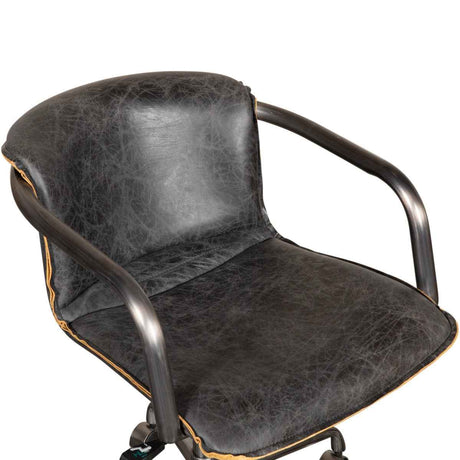 Portofino Swivel Office Chair in Antique Ebony Leather and Antique Zinc by Home Trends & Design at Eve Furniture