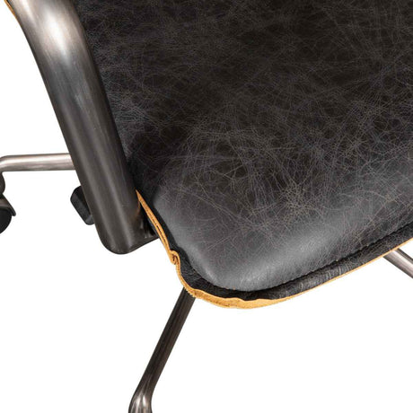 Portofino Swivel Office Chair in Antique Ebony Leather and Antique Zinc by Home Trends & Design at Eve Furniture