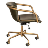 Portofino Swivel Office Chair in Emerald Green Leather and Antique Gold by Home Trends & Design at Eve Furniture