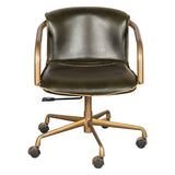 Portofino Swivel Office Chair in Emerald Green Leather and Antique Gold by Home Trends & Design at Eve Furniture