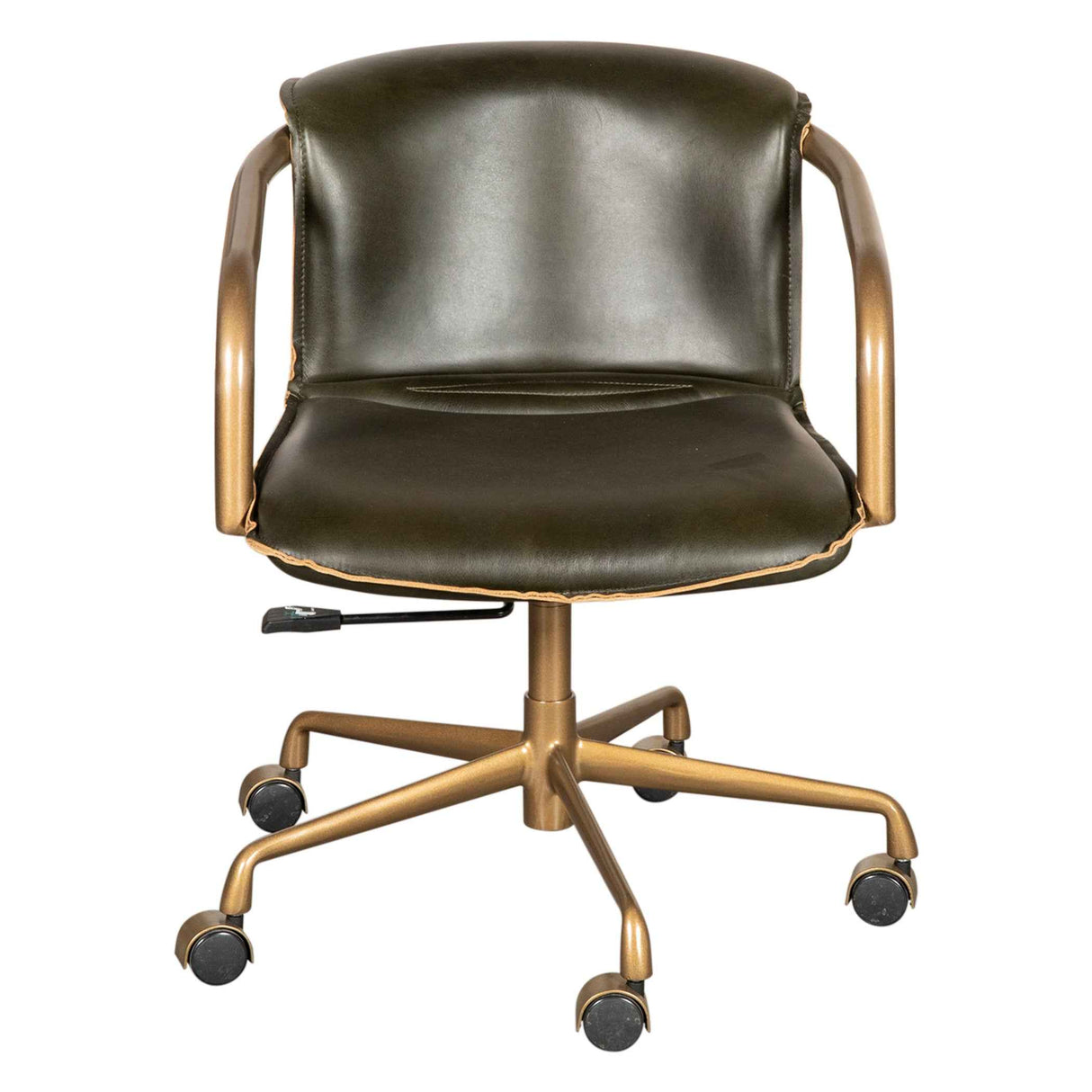Portofino Swivel Office Chair in Emerald Green Leather and Antique Gold by Home Trends & Design at Eve Furniture