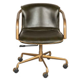 Portofino Swivel Office Chair in Emerald Green Leather and Antique Gold by Home Trends & Design at Eve Furniture