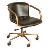 Portofino Swivel Office Chair in Emerald Green Leather and Antique Gold by Home Trends & Design at Eve Furniture