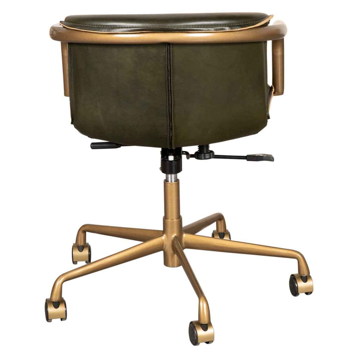 Portofino Swivel Office Chair in Emerald Green Leather and Antique Gold by Home Trends & Design at Eve Furniture