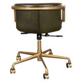 Portofino Swivel Office Chair in Emerald Green Leather and Antique Gold by Home Trends & Design at Eve Furniture