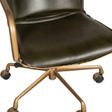 Portofino Swivel Office Chair in Emerald Green Leather and Antique Gold by Home Trends & Design at Eve Furniture