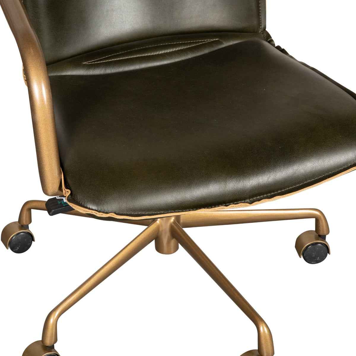 Portofino Swivel Office Chair in Emerald Green Leather and Antique Gold by Home Trends & Design at Eve Furniture