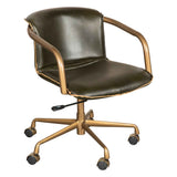 Portofino Swivel Office Chair in Emerald Green Leather and Antique Gold by Home Trends & Design at Eve Furniture