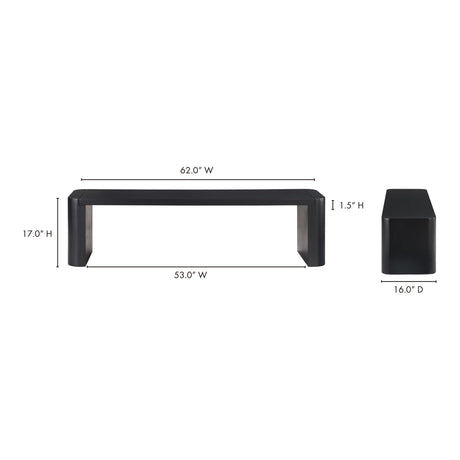 Post Black Small Dining Bench by MOES at Eve Furniture