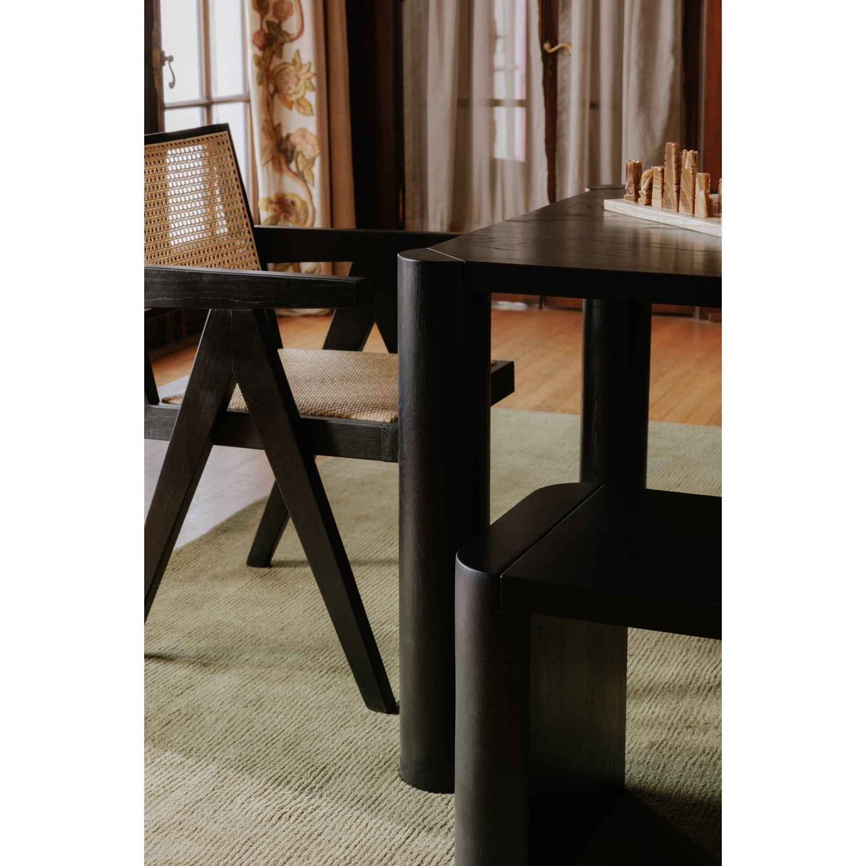 Post Black Small Dining Bench