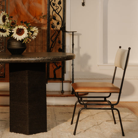 Posta Brown Leather Dining Chair by MOES at Eve Furniture