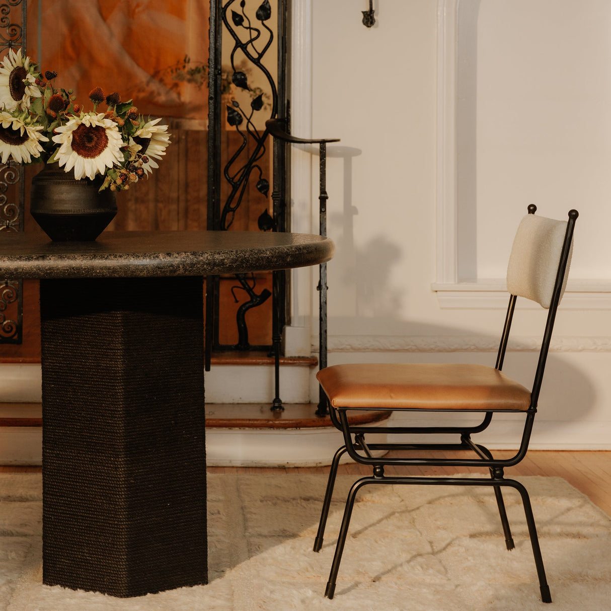 Posta Brown Leather Dining Chair by Moe's Home at Eve Furniture