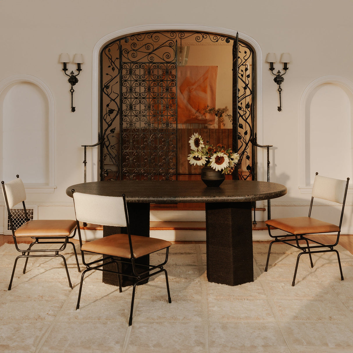 Posta Brown Leather Dining Chair by Moe's Home at Eve Furniture