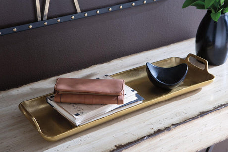 Posy Gold Finish Tray by Ashley at Eve Furniture