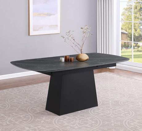 Potero Black Faux Marble Extendable Dining Table by Coaster at Eve Furniture