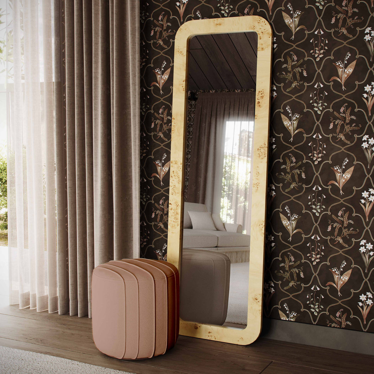 Pouch Chenille Ottoman by TOV Furniture at Eve Furniture