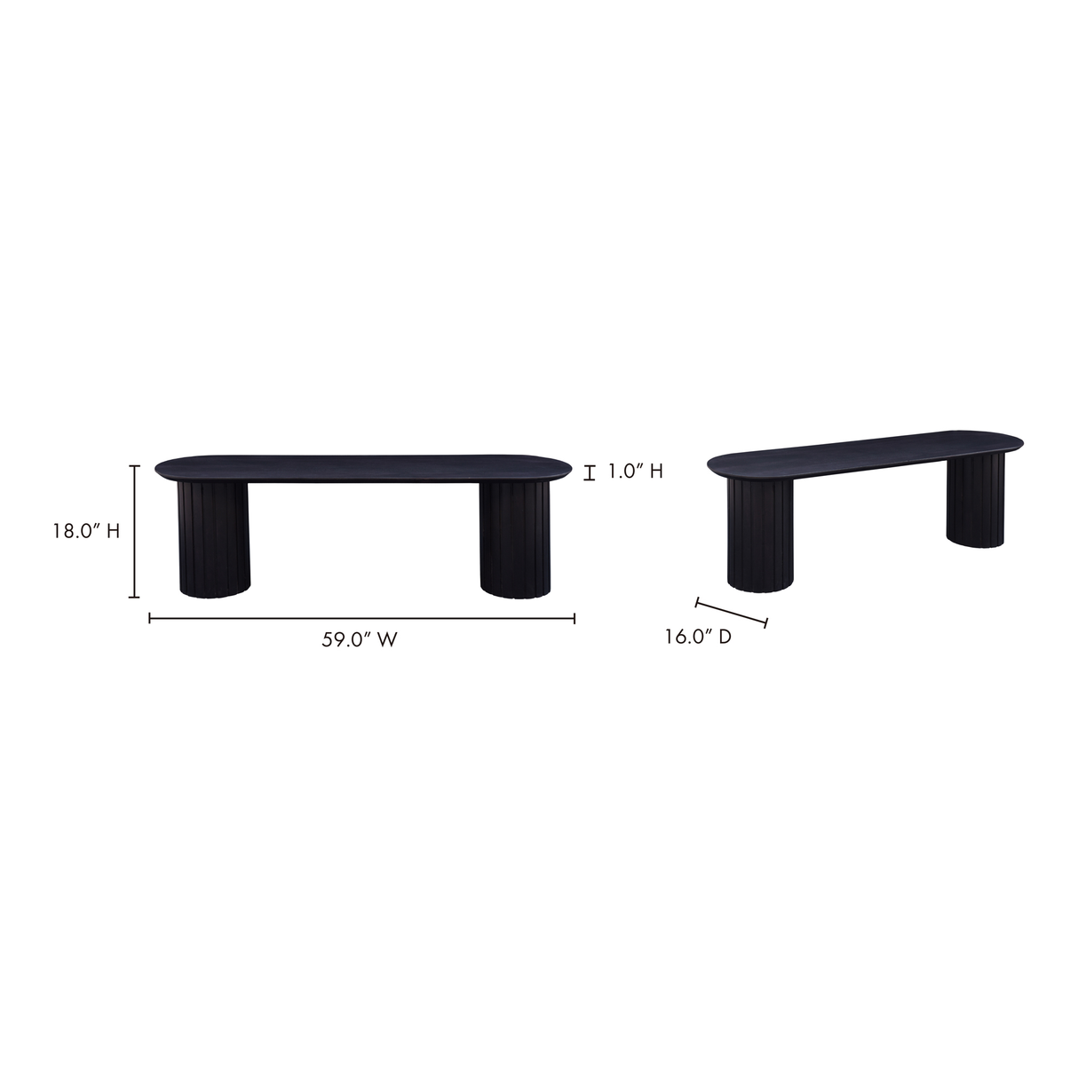 Povera Black Dining Bench by MOES at Eve Furniture