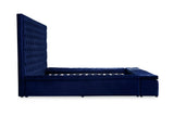 Prague Blue Velvet King Upholstered Storage Platform Bed by Homelegance at Eve Furniture