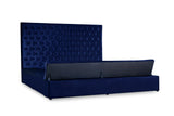 Prague Blue Velvet King Upholstered Storage Platform Bed by Homelegance at Eve Furniture