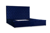 Prague Blue Velvet Queen Upholstered Storage Platform Bed by Homelegance at Eve Furniture