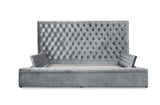 Prague Gray Velvet Queen Upholstered Storage Platform Bed by Homelegance at Eve Furniture