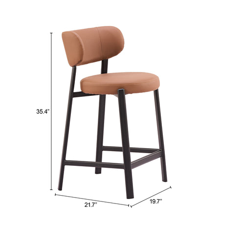 Prairie Brown Counter Stool (Set of 2) by Zuomod at Eve Furniture