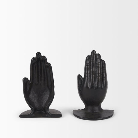 Praying Hands Bronze Cast Iron Book Ends by Mercana at Eve Furniture