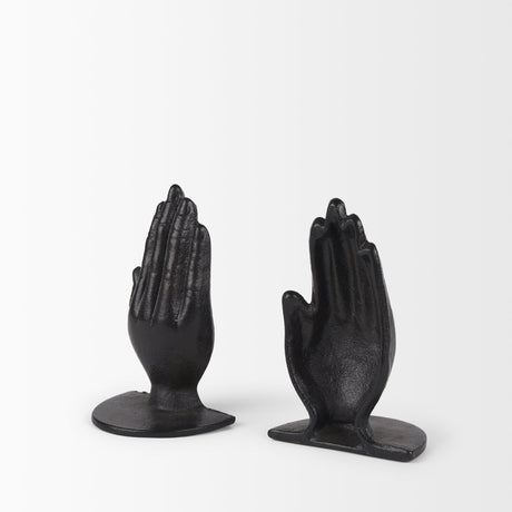 Praying Hands Bronze Cast Iron Book Ends by Mercana at Eve Furniture