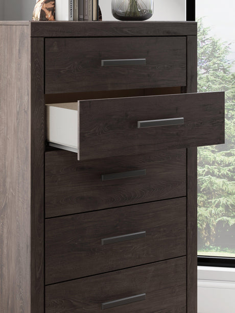 Prendonea Charcoal Chest of Drawers by Ashley at Eve Furniture
