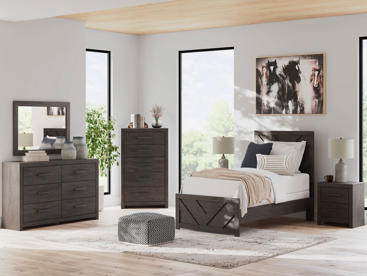 Prendonea Charcoal Twin Panel Bed by Ashley at Eve Furniture